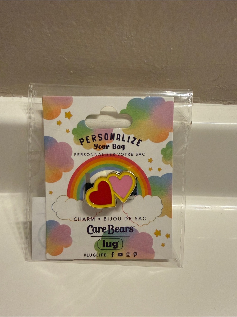 Lug Care Bears love lots  Charm in Red & Pink